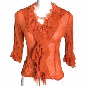 Shear blouse with front tie closure (HH-20)